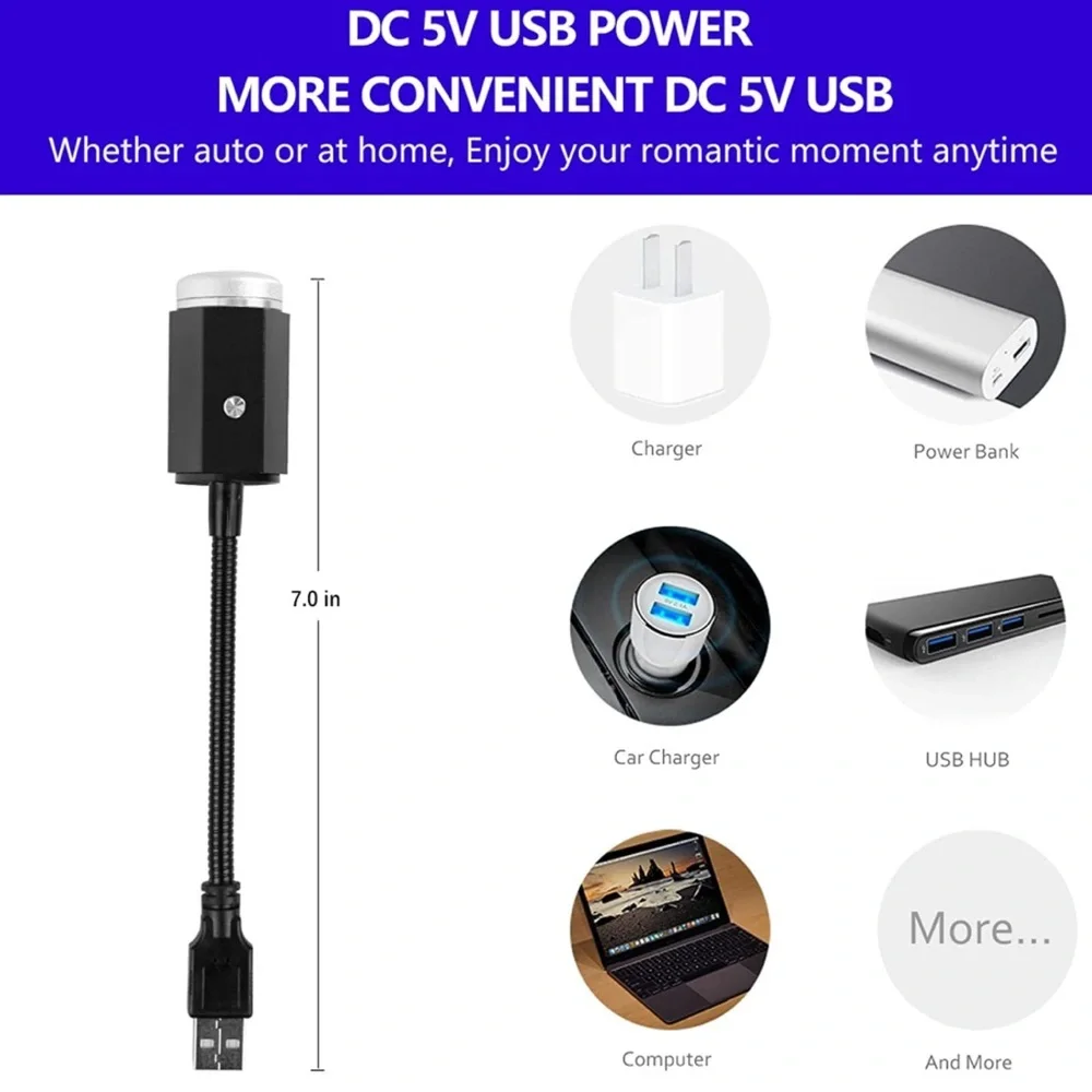 2-Pack USB Star Night Light Projector